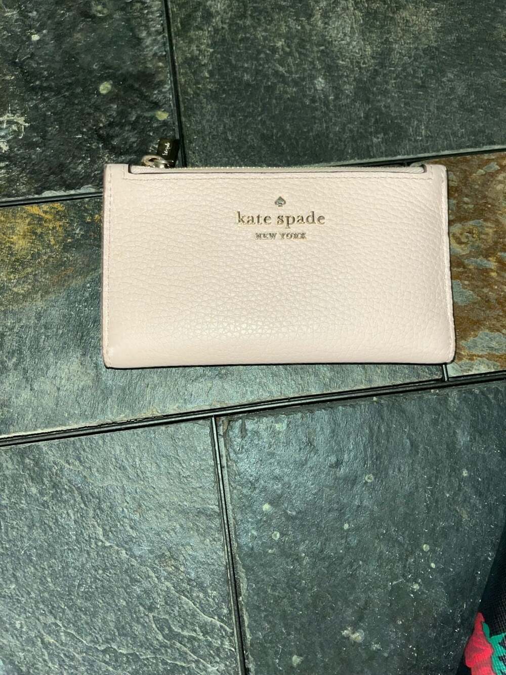 Kate Spade Julia Small Slim Bifold Wallet in Pale Pink Pebble Leather